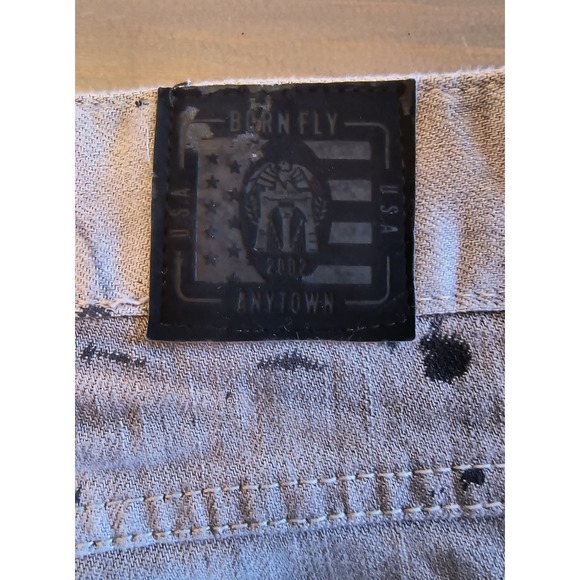 Born Fly Jeans Men's Size 40 Gray Denim Button Fly Straight Leg Paint Splatter - Picture 14 of 16
